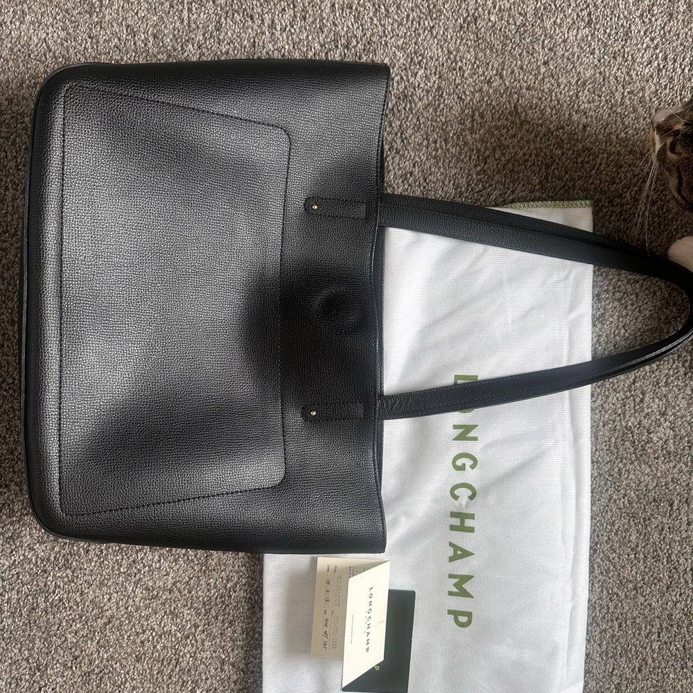 Longchamp Cavalcade Black Leather Tote with Embossed Horse - Picture 4 of 5